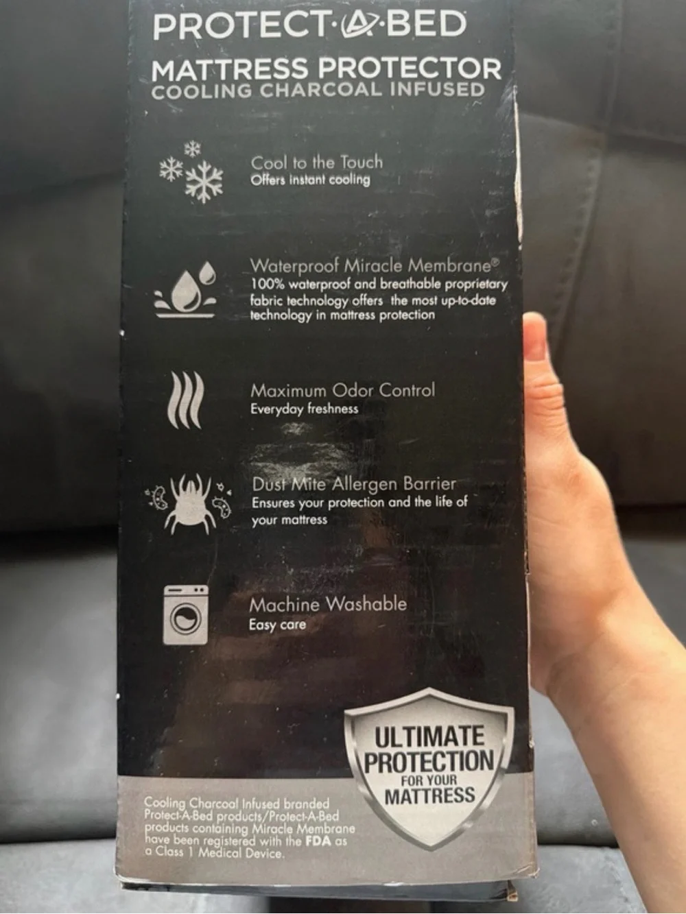 Queen Cooling Charcoal Infused Mattress Protector - White